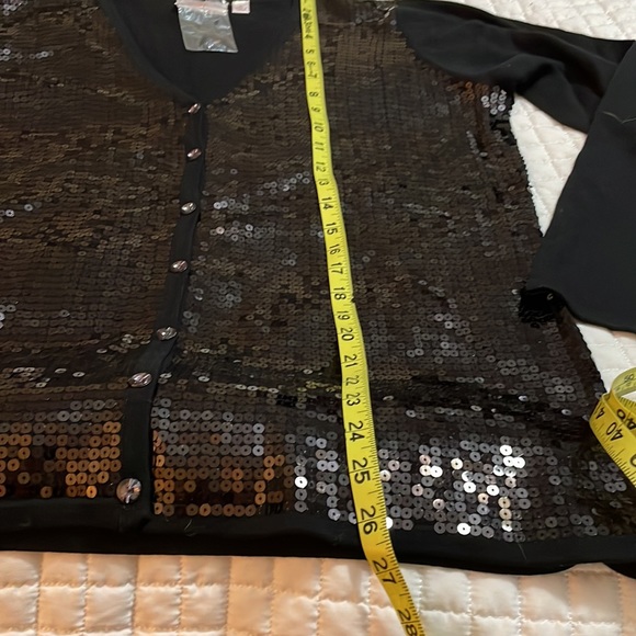 QUACKER Factory SET sequin cardigan and shell set. NWT L Black - Picture 11 of 11